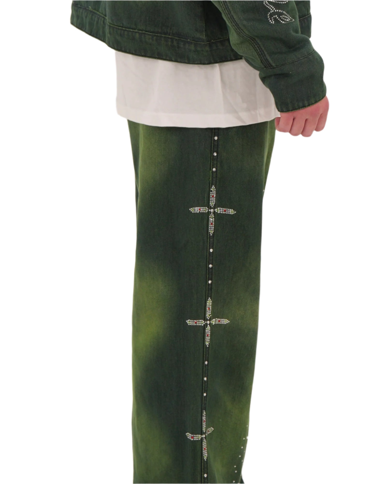 Star Studded Denim Jeans (GREEN)