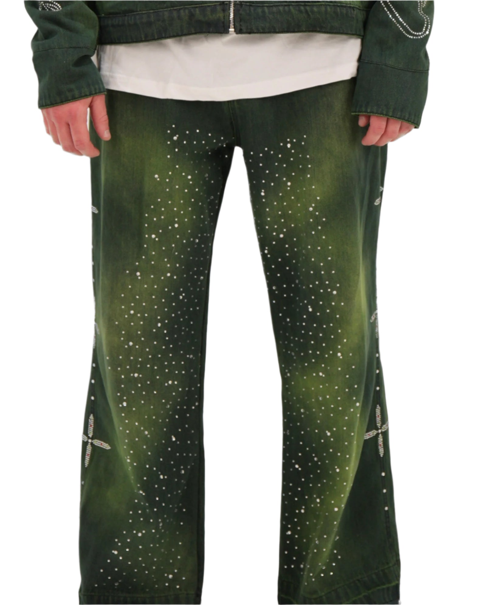 Star Studded Denim Jeans (GREEN)