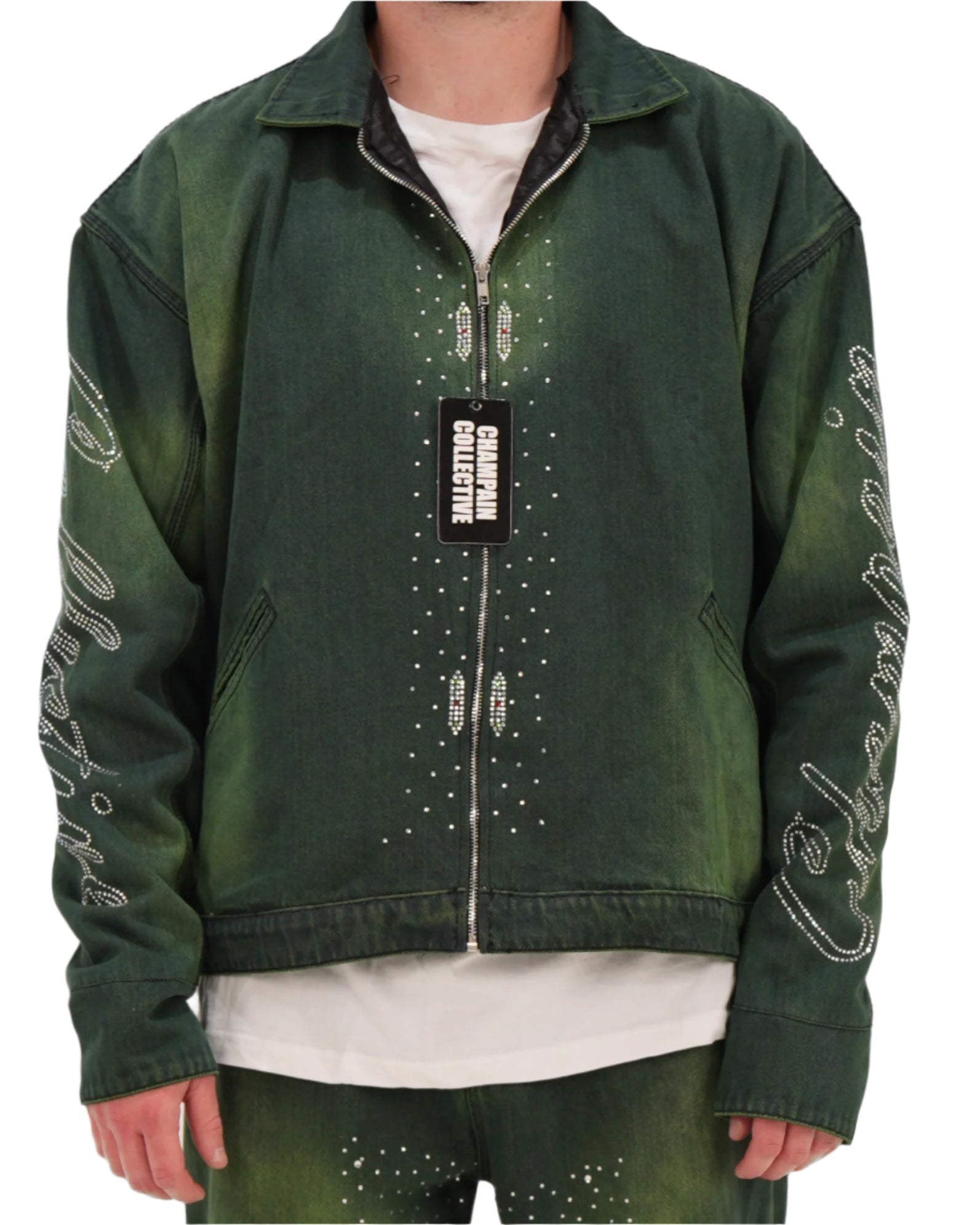 Star Studded Denim Jacket (GREEN)