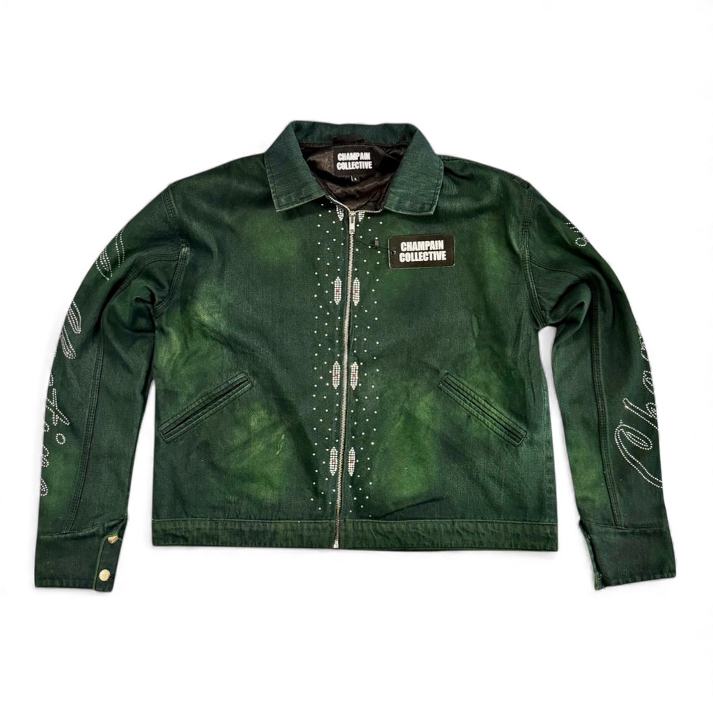 Star Studded Denim Jacket (GREEN)